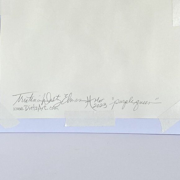 Purple Queen - Original Wall Art Acrylic Painting 11x14in Matted Frame Ready - Picture 9 of 9